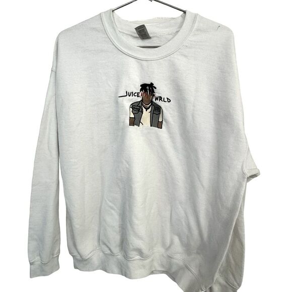 Juice WRLD White Embroidered High End RAP HIP HOP Tour Sweatshirt MINTY Men’s L - Picture 1 of 5